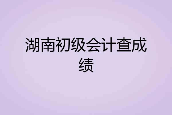 湖南初级会计查成绩