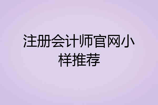 注册会计师官网小样推荐