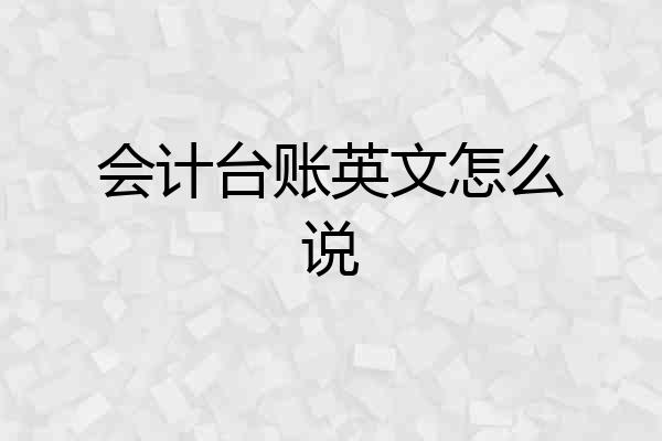会计台账英文怎么说
