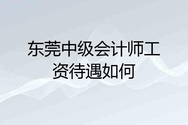 东莞中级会计师工资待遇如何
