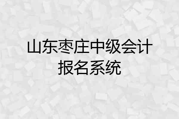 山东枣庄中级会计报名系统