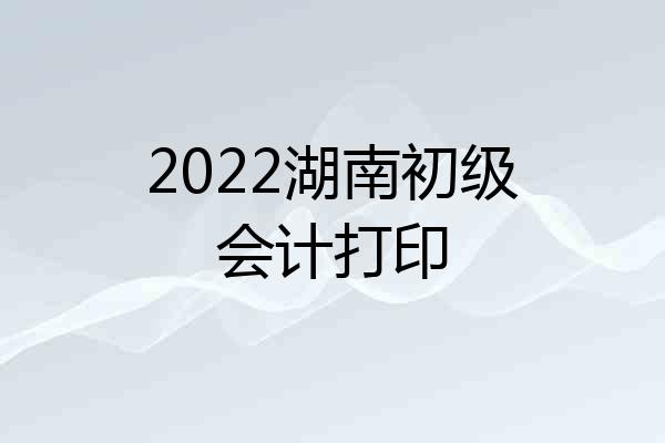 2022湖南初级会计打印