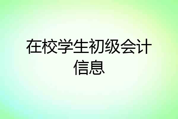 在校学生初级会计信息