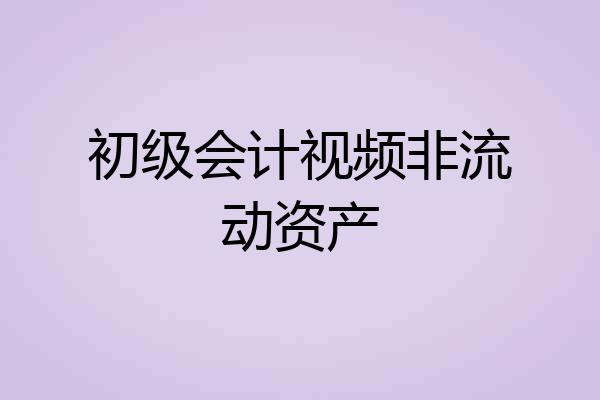 初级会计视频非流动资产