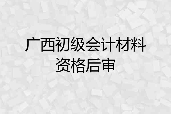 广西初级会计材料资格后审