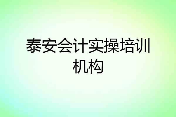 泰安会计实操培训机构