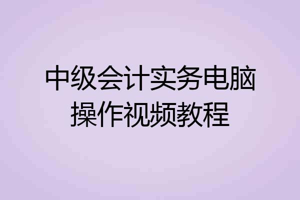 中级会计实务电脑操作视频教程