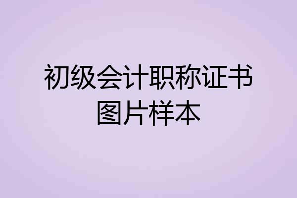 初级会计职称证书图片样本
