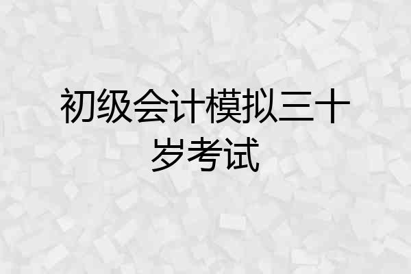 初级会计模拟三十岁考试