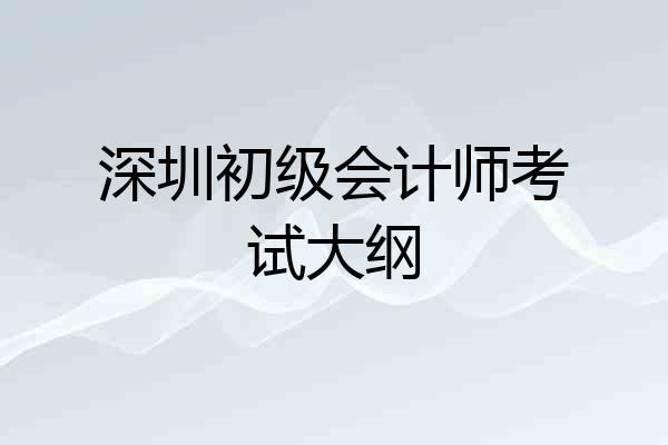 深圳初级会计师考试大纲