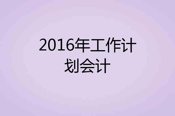 2016年工作计划会计
