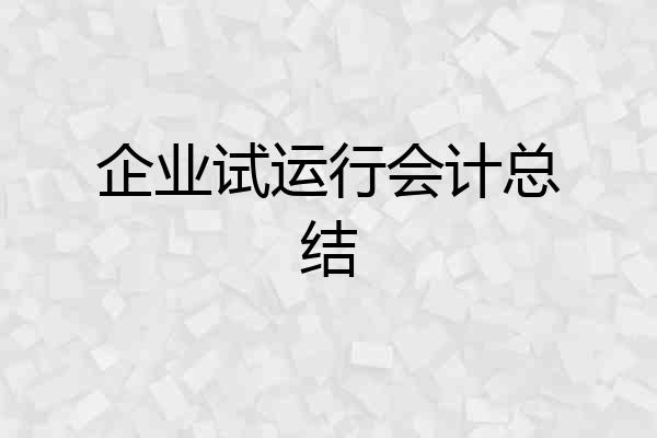 企业试运行会计总结