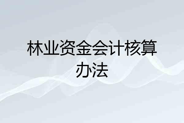 林业资金会计核算办法