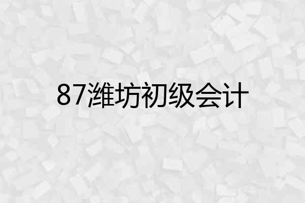 87潍坊初级会计