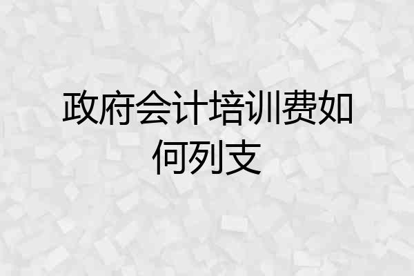 政府会计培训费如何列支