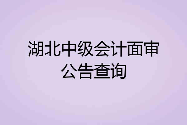 湖北中级会计面审公告查询