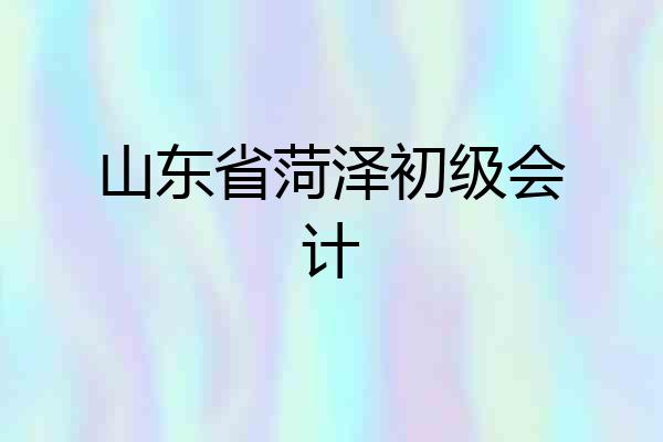 山东省菏泽初级会计