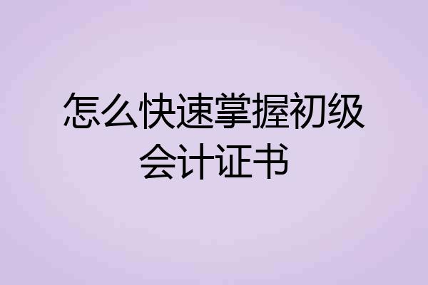 怎么快速掌握初级会计证书