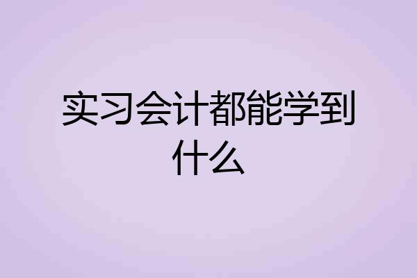 实习会计都能学到什么