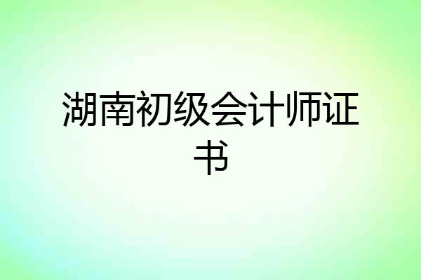 湖南初级会计师证书
