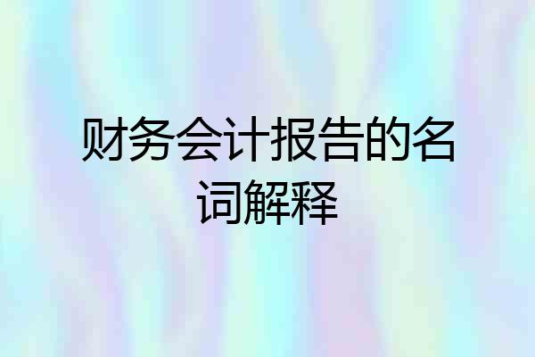 财务会计报告的名词解释