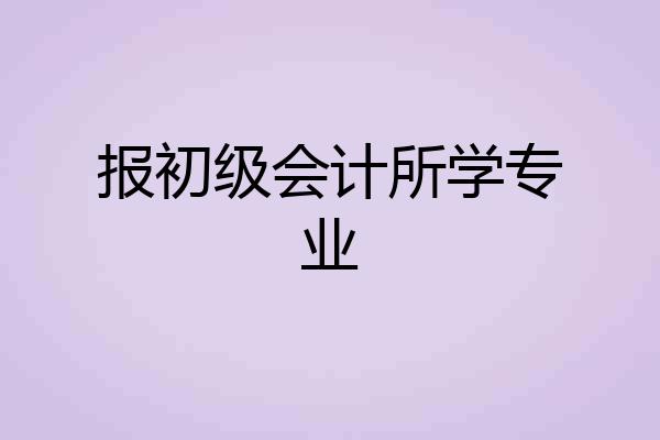 报初级会计所学专业