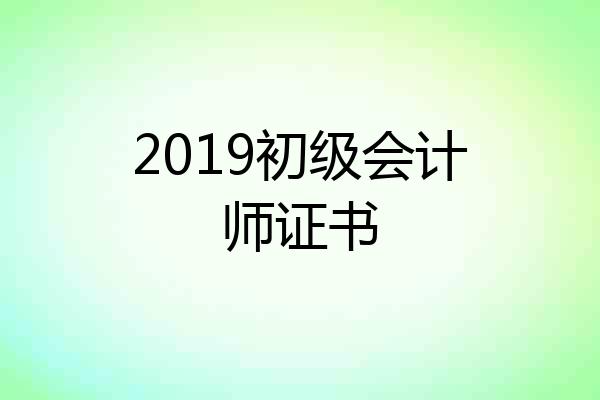 2019初级会计师证书