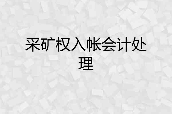 采矿权入帐会计处理