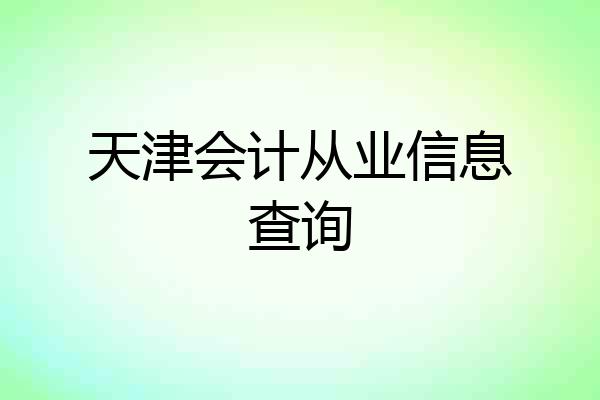 天津会计从业信息查询