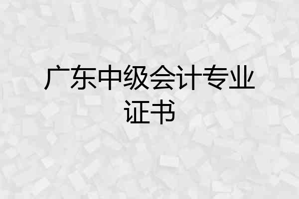 广东中级会计专业证书
