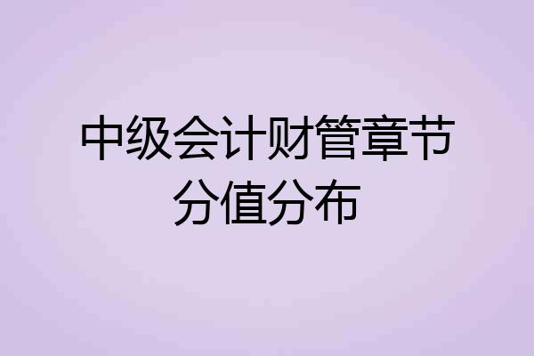 中级会计财管章节分值分布