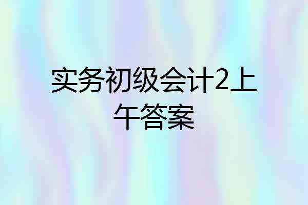 实务初级会计2上午答案