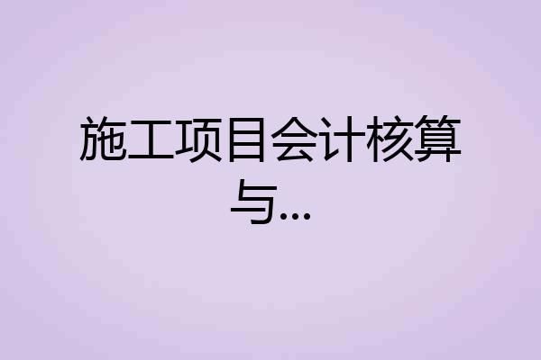 施工项目会计核算与...