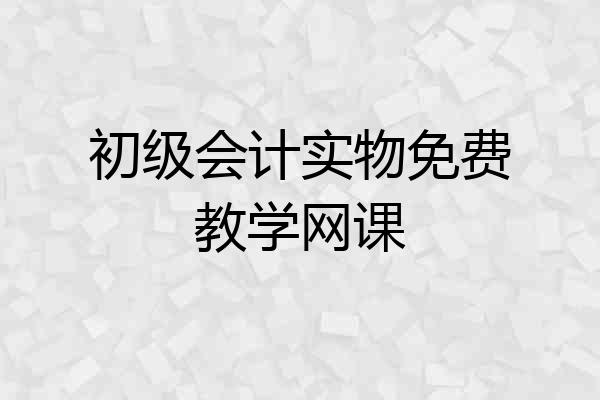 初级会计实物免费教学网课