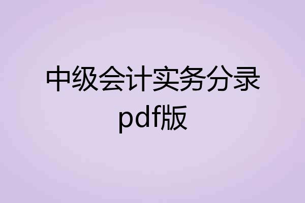 中级会计实务分录pdf版