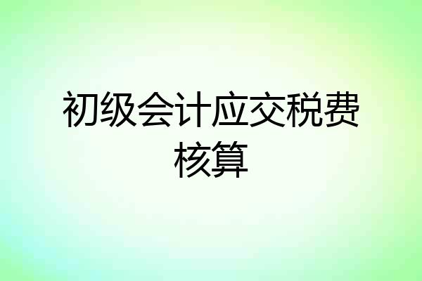 初级会计应交税费核算