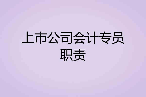 上市公司会计专员职责