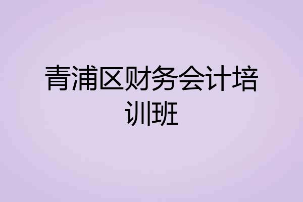 青浦区财务会计培训班
