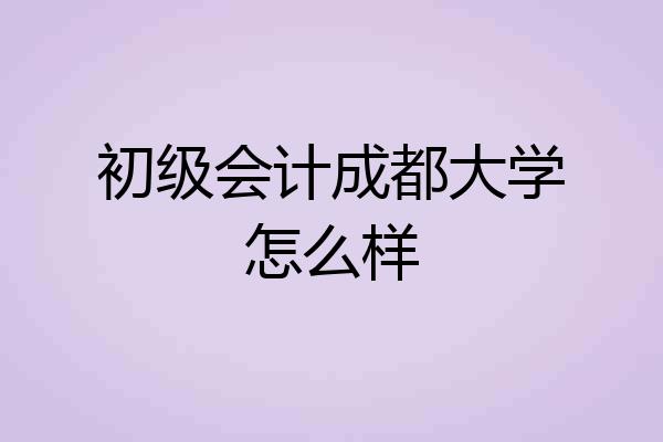 初级会计成都大学怎么样