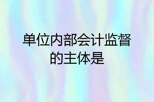 单位内部会计监督的主体是