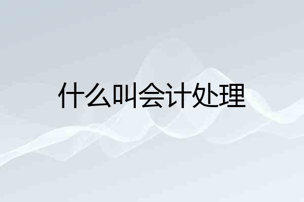 什么叫会计处理
