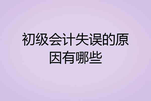 初级会计失误的原因有哪些
