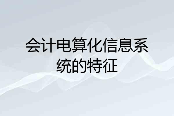 会计电算化信息系统的特征