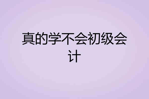 真的学不会初级会计