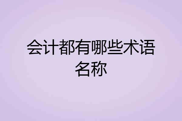 会计都有哪些术语名称