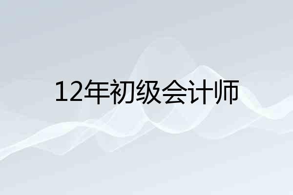 12年初级会计师