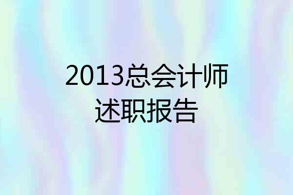 2013总会计师述职报告