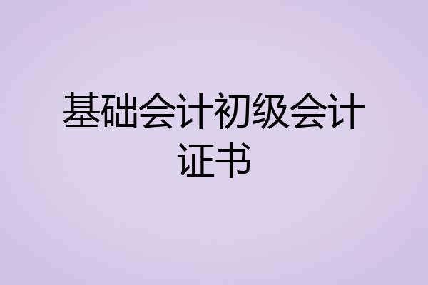 基础会计初级会计证书