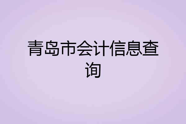 青岛市会计信息查询