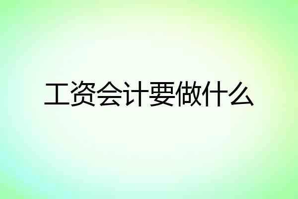 工资会计要做什么